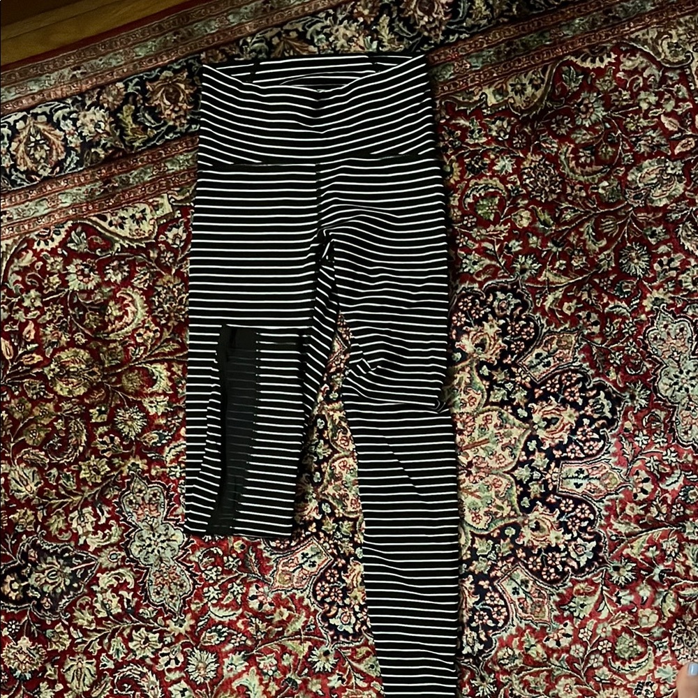Lululemon Black and White Striped Leggings